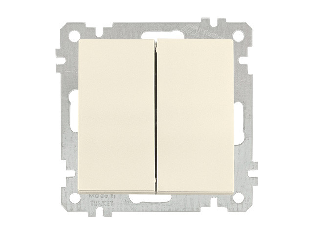 Выключатель 2-клав. (скрытый, без рамки, пруж. зажим) кремовый, DARIA, MUTLUSAN (10 A, 250 V, IP 20)