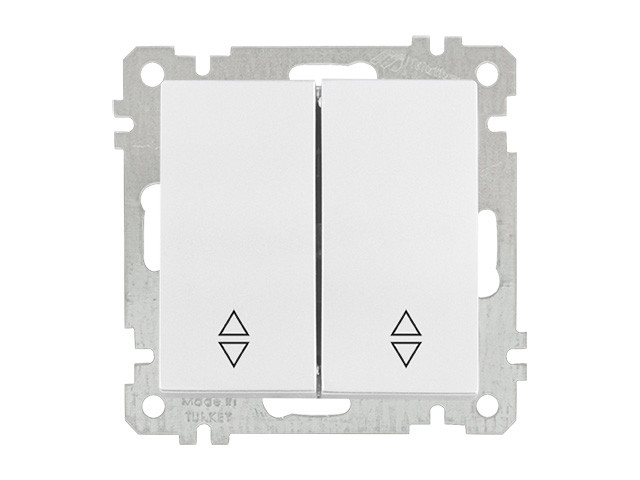 Выключатель проходной 2-клав. (скрытый, без рамки, винт. зажим) белый, DARIA, MUTLUSAN (10 A, 250 V, IP 20)