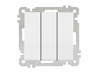 Выключатель 3-клав. (скрытый, без рамки, пруж. зажим) белый, DARIA, MUTLUSAN (10 A, 250 V, IP 20)