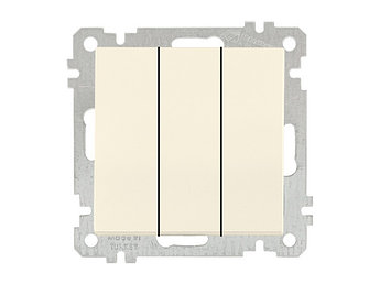 Выключатель 3-клав. (скрытый, без рамки, винт. зажим) кремовы, DARIA, MUTLUSAN (10 A, 250 V, IP 20)