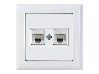 Розетка компьютерная 2xRJ45 (Cat5e, скрытая) белая, DARIA, MUTLUSAN ((2xRJ 45) 8-pin, соединения типа 568A или