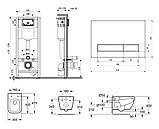 Подвесной унитаз Relfix One Compacto Комплект 6 в 1 с инсталляцией, кнопка черная, фото 2