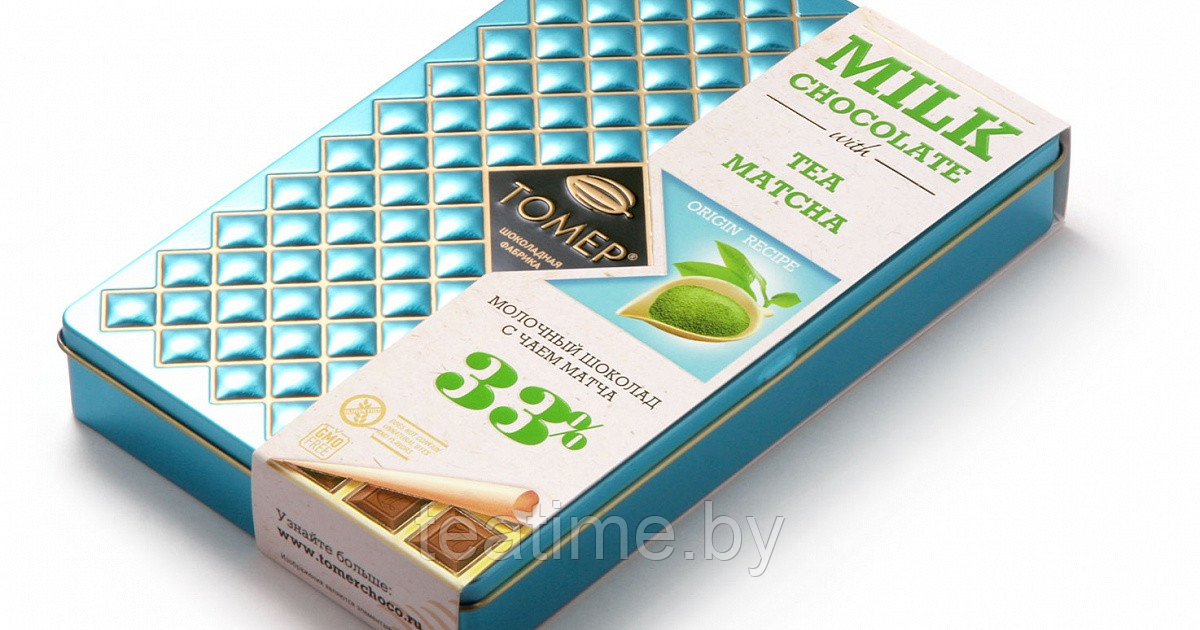 Шоколад Томер Tea Matcha 90 г молочный (жесть) - фото 1 - id-p137227511