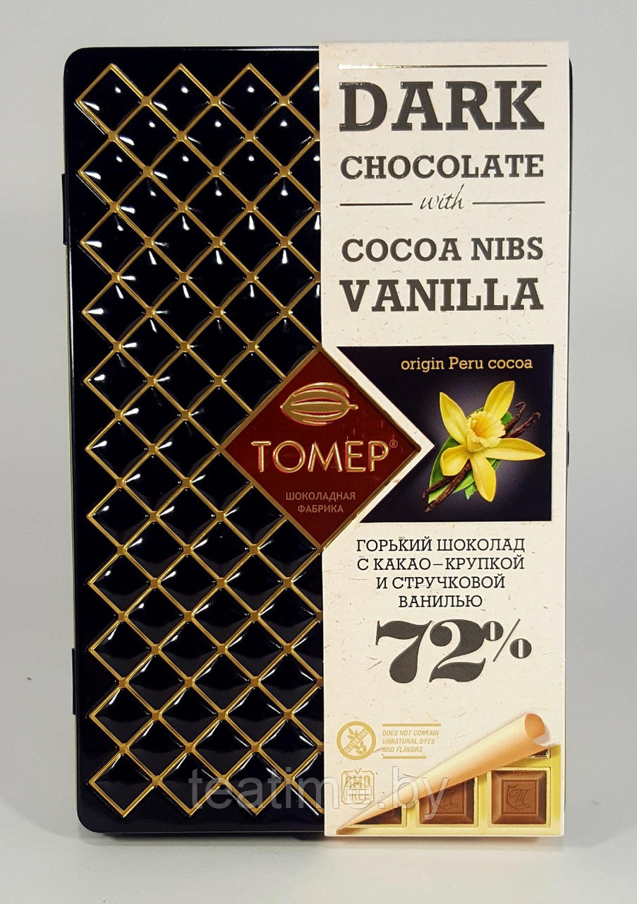 Шоколад Томер Cocoa Nibs Vanilla 90 г горький (жесть)