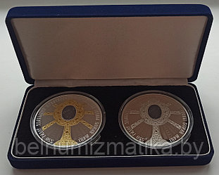 Футляр на 2 монеты в капсулах Ø 74.00  мм бархатный синий