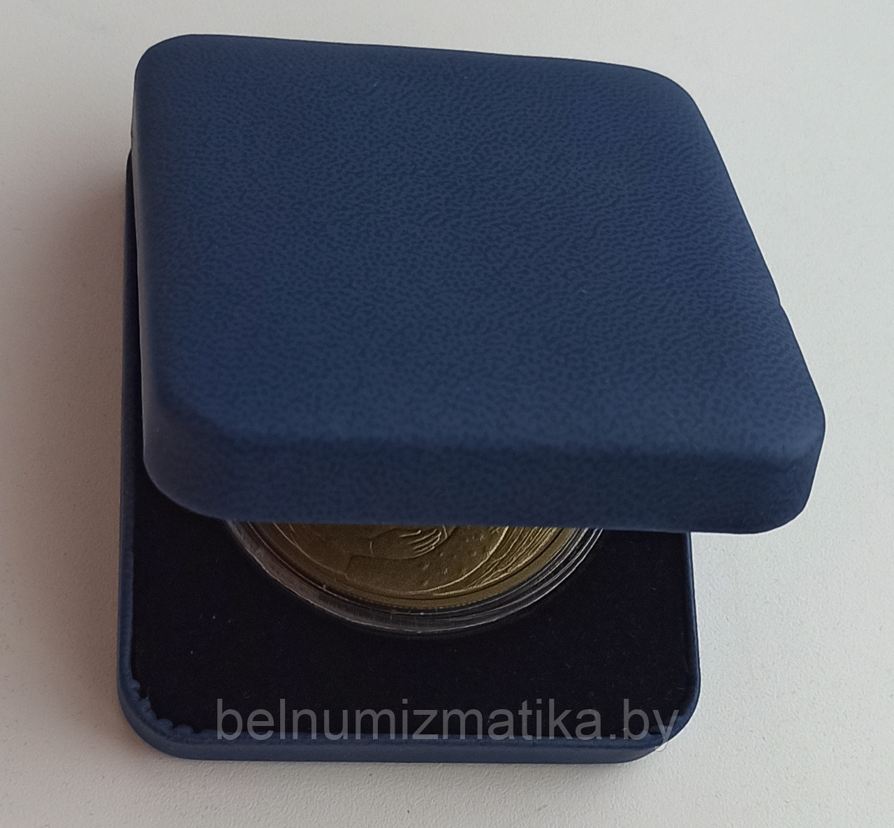 Футляр для одной монеты в капсуле Ø 58.00 мм синий с покрытием из кожзаменителя - фото 2 - id-p137227606