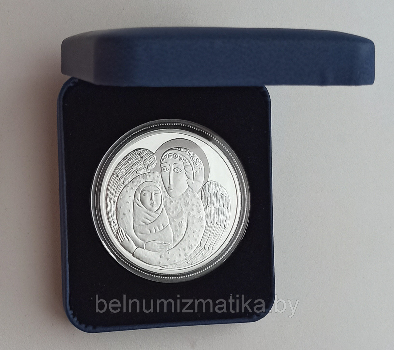 Футляр для одной монеты в капсуле Ø 58.00 мм синий с покрытием из кожзаменителя - фото 1 - id-p137227606