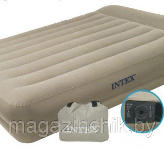 Надувная двуспальная кровать Intex 67748 152*203*38 см со встроенным элекронасосом и подголовником, Интекс - фото 8 - id-p10389366