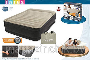 Надувная двуспальная кровать Intex Queen Premium Comfort 64404 152*203*33 см со встр. элекронасосом, Интекс
