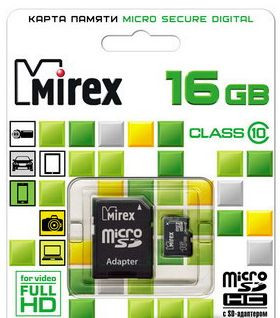 Карта памяти Mirex microSDHC (Class 10) 16GB (13613-AD10SD16) - фото 1 - id-p10386848