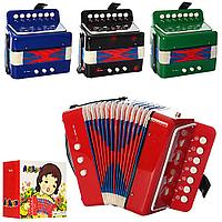 Детский музыкальный баян гармошка арт. 103A игрушечный, синий, красный, черный, розовый, зеленый