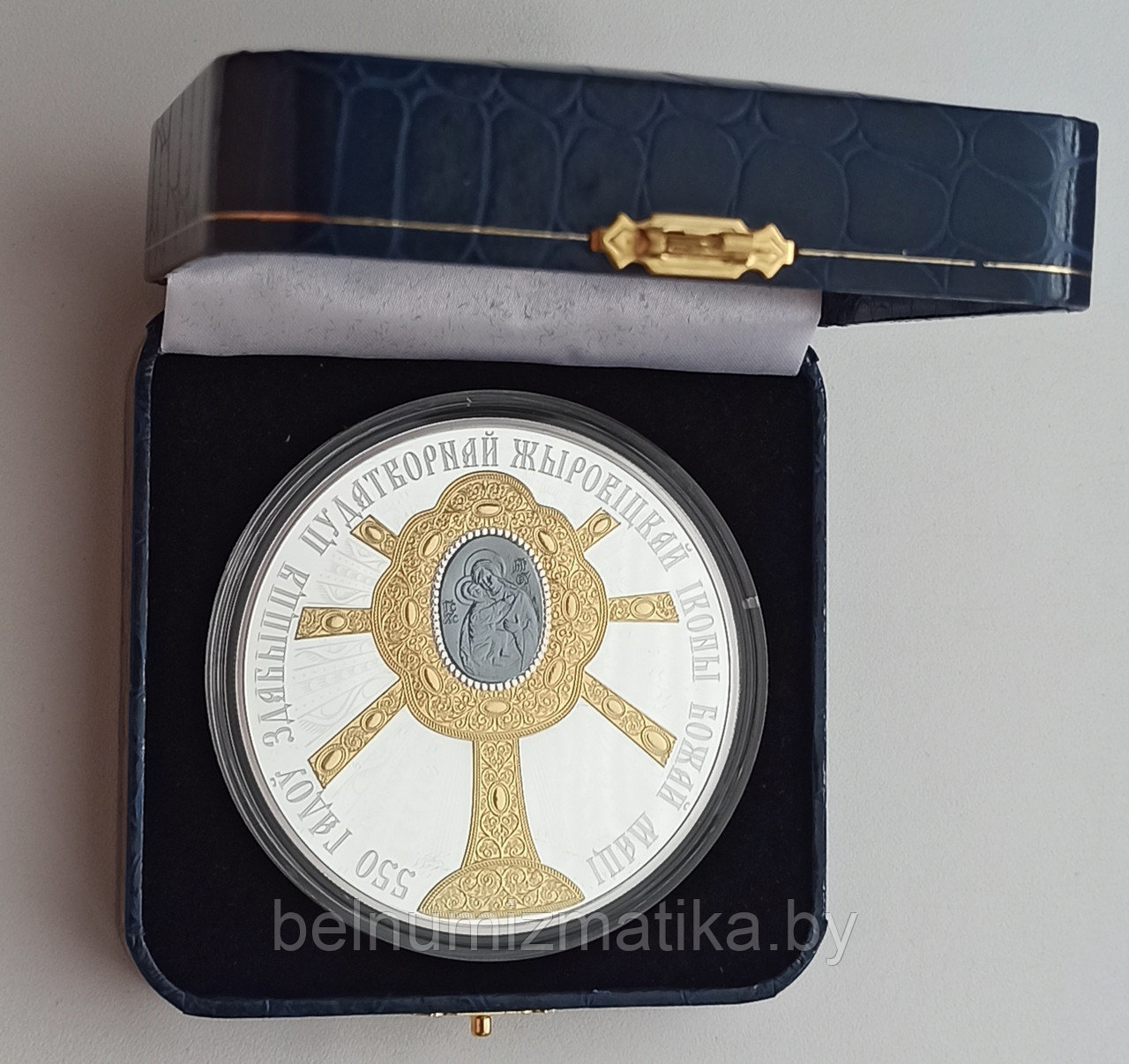 Футляр для одной монеты в капсуле Ø 74,00 мм синий из кожзаменителя - фото 3 - id-p137283304