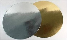 Подложка для торта D14 см (толщина 0,8мм), золото/серебро - фото 1 - id-p137287498