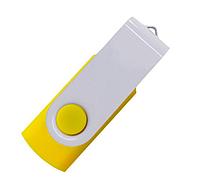 Флеш накопитель USB 2.0 Twister Color Mix, пластик Софт Тач/металл, желтый/белый, 8 Gb