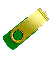 Флеш накопитель USB 2.0 Twister Color Mix, пластик Софт Тач/металл, зеленый/желтый, 8 Gb