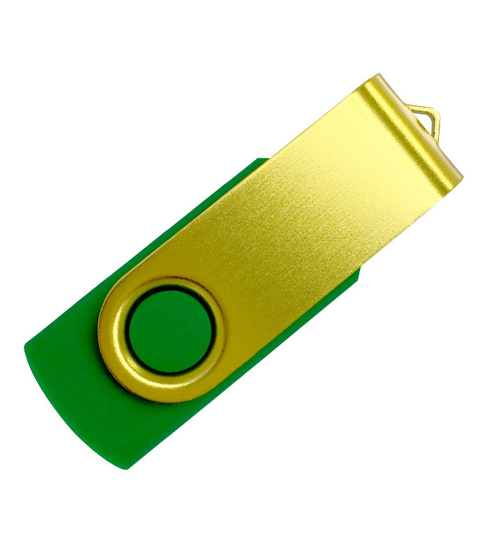 Флеш накопитель USB 2.0 Twister Color Mix, пластик Софт Тач/металл, зеленый/желтый, 8 Gb - фото 1 - id-p137293599