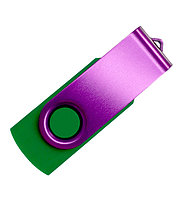 Флеш накопитель USB 2.0 Twister Color Mix, пластик Софт Тач/металл, зеленый/фиолетовый, 8 Gb