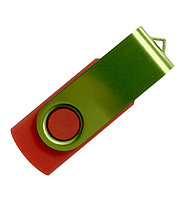 Флеш накопитель USB 2.0 Twister Color Mix, пластик Софт Тач/металл, красный/светло-зеленый, 8 Gb