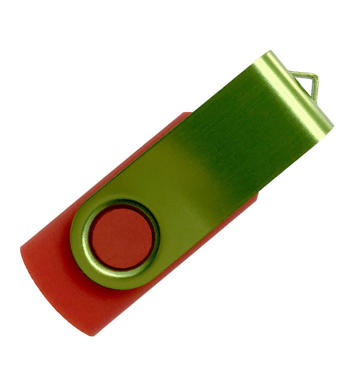 Флеш накопитель USB 2.0 Twister Color Mix, пластик Софт Тач/металл, красный/светло-зеленый, 8 Gb - фото 1 - id-p137293610