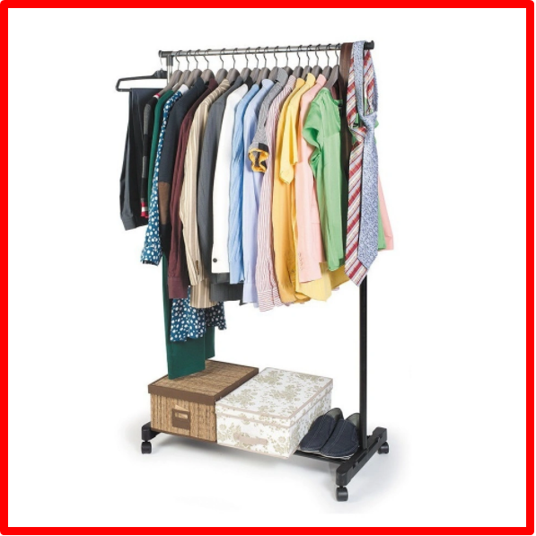 Напольная передвижная стойка для одежды SINGLE-POLE TELESCOPIC CLOTHES RACK 25 кг