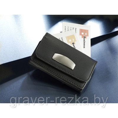 Футляр для визитных карт из эко кожи с металлическим шильдом - фото 5 - id-p137307004