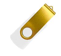 Флеш накопитель USB 2.0 Twister Color Mix, пластик Софт Тач/металл, белый/золото, 16 Gb