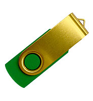 Флеш накопитель USB 2.0 Twister Color Mix, пластик Софт Тач/металл, зеленый/золотистый, 16 Gb