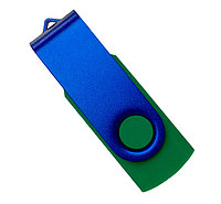 Флеш накопитель USB 2.0 Twister Color Mix, пластик Софт Тач/металл, зеленый/синий, 8 Gb
