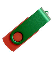 Флеш накопитель USB 2.0 Twister Color Mix, пластик Софт Тач/металл, красный/зеленый, 16 Gb