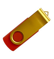 Флеш накопитель USB 2.0 Twister Color Mix, пластик Софт Тач/металл, красный/золотистый, 16 Gb