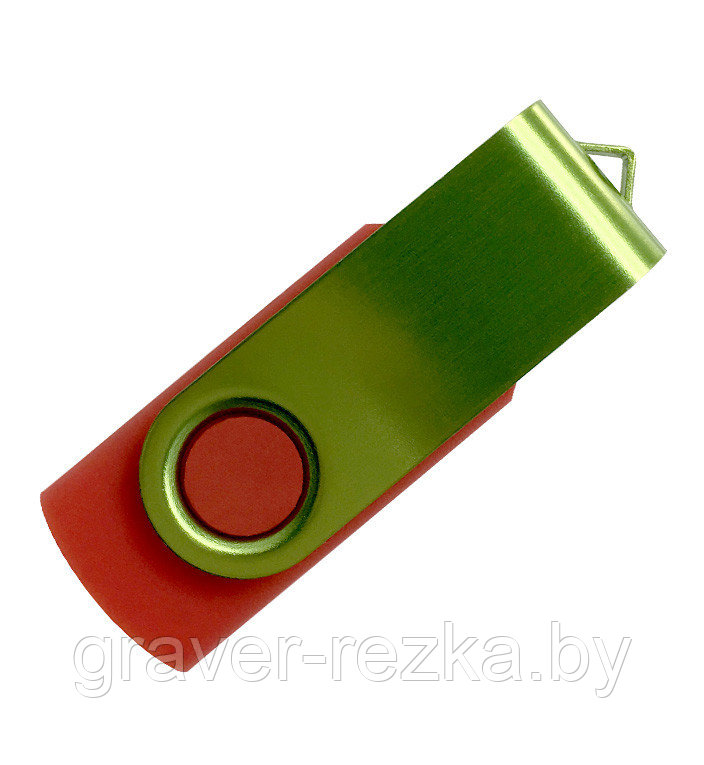 Флеш накопитель USB 2.0 Twister Color Mix, пластик Софт Тач/металл, красный/светло-зеленый, 8 Gb - фото 1 - id-p137308130