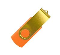 Флеш накопитель USB 2.0 Twister Color Mix, пластик Софт Тач/металл, оранжевый/золото, 8 Gb