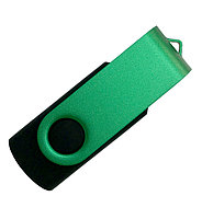 Флеш накопитель USB 2.0 Twister Color Mix, пластик Софт Тач/металл, черный/зеленый, 8 Gb