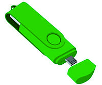 Флеш накопитель USB 2.0 Twister Smart, пластик Софт Тач/металл, зеленый/зеленый, 16 Gb