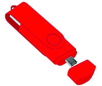 Флеш накопитель USB 2.0 Twister Smart, пластик Софт Тач/металл, красный/красный, 16 Gb