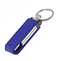 Флеш накопитель USB 2.0 Verona в кожаном чехле, металл, синий/серебристый, 32 GB