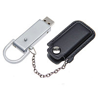 Флеш накопитель USB 2.0 Palermo в кожаном чехле, металл, черный/серебристый, 8 Gb