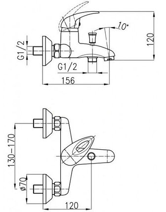 Смеситель для ванны с коротким изливом Armatura Kroma 544-030-00, фото 2