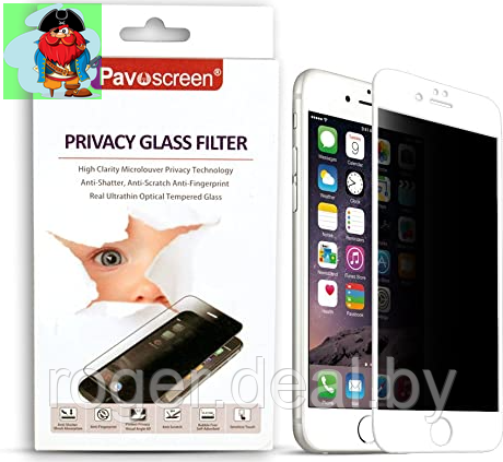 Антишпионское защитное стекло для Apple iPhone 7 5D (полная проклейка), цвет: белый - фото 1 - id-p137314986