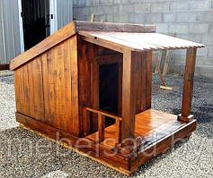Будка для собаки из массива сосны "Собачья Усадьба №10 L" с террасой