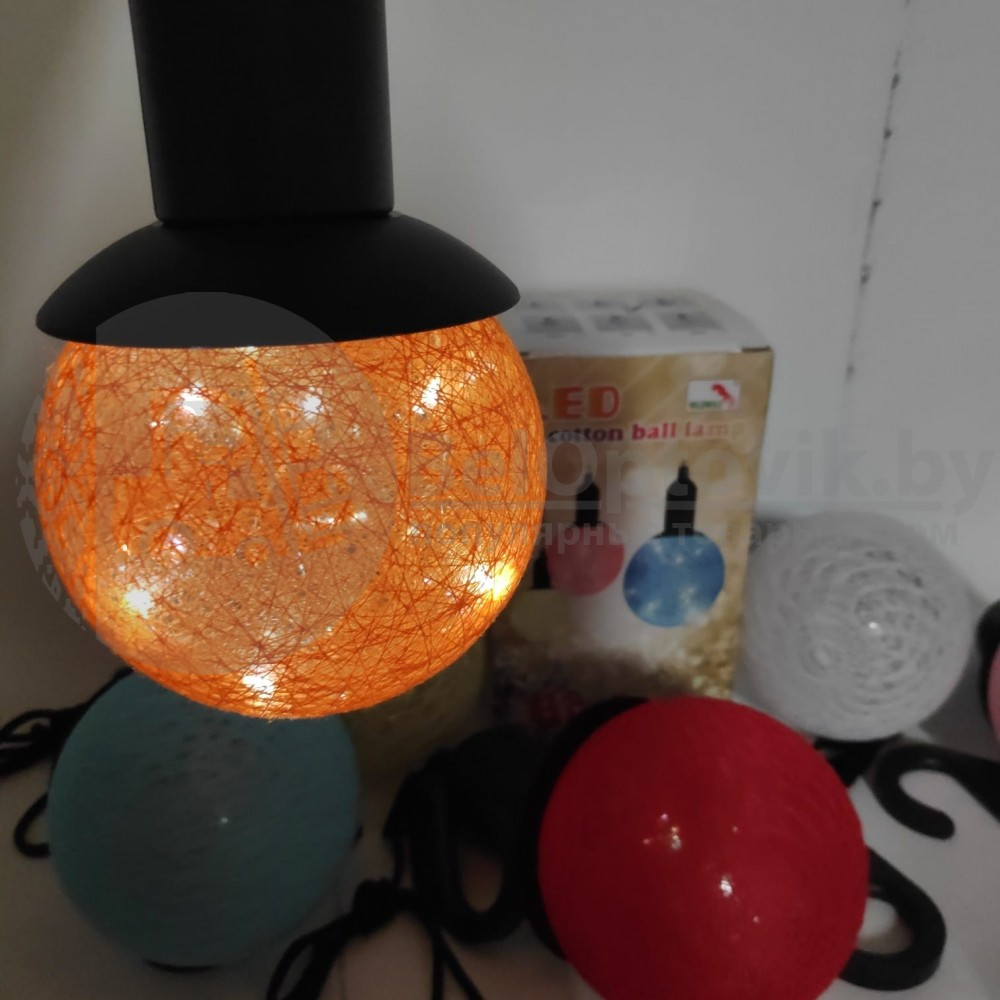 Лампа - светильник (ночник) Хлопковый шар подвесная декоративная YT-M-431, диаметр шара 10 см Золотой (Golden) - фото 5 - id-p137332688