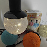 Лампа - светильник (ночник) Хлопковый шар подвесная декоративная, диаметр шара 20 см. Зеленый, фото 2