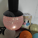 Лампа - светильник (ночник) Хлопковый шар подвесная декоративная, диаметр шара 20 см. Зеленый, фото 3