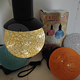 Лампа - светильник (ночник) Хлопковый шар подвесная декоративная, диаметр шара 20 см. Желтый, фото 4