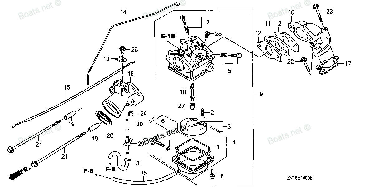 Прокладка карбюратора Honda BF5, 16010-881-A00 - фото 2 - id-p6728440