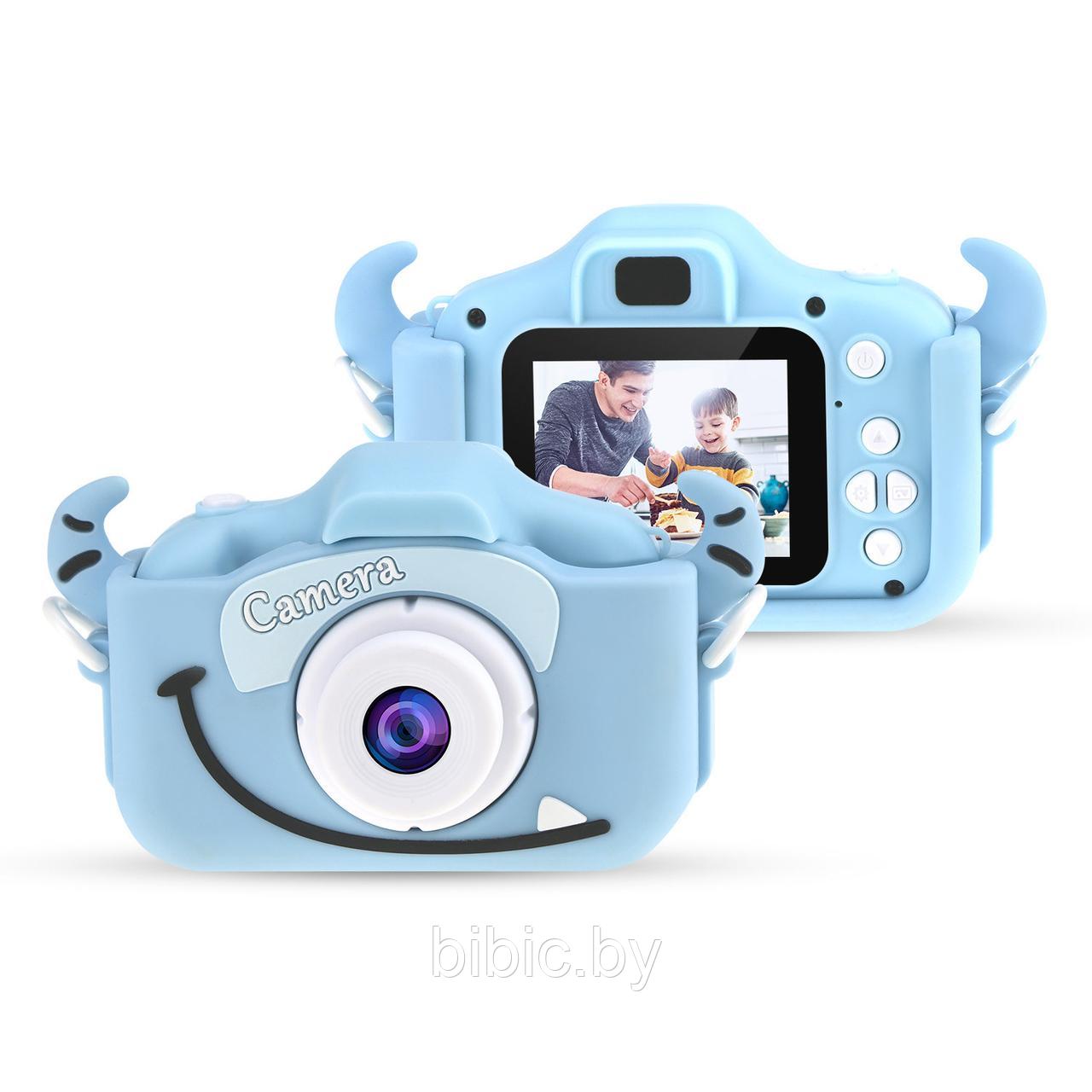 Детский цифровой фотоаппарат с селфи камерой голубой - фото 1 - id-p137398896