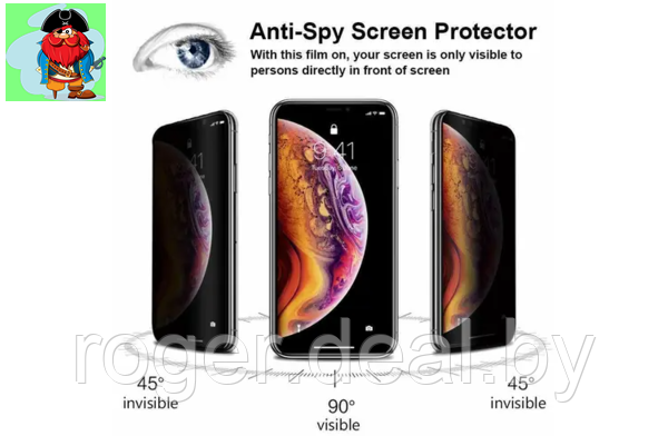 Антишпионское защитное стекло для Apple iPhone XR 5D (полная проклейка), цвет: черный - фото 1 - id-p137398160