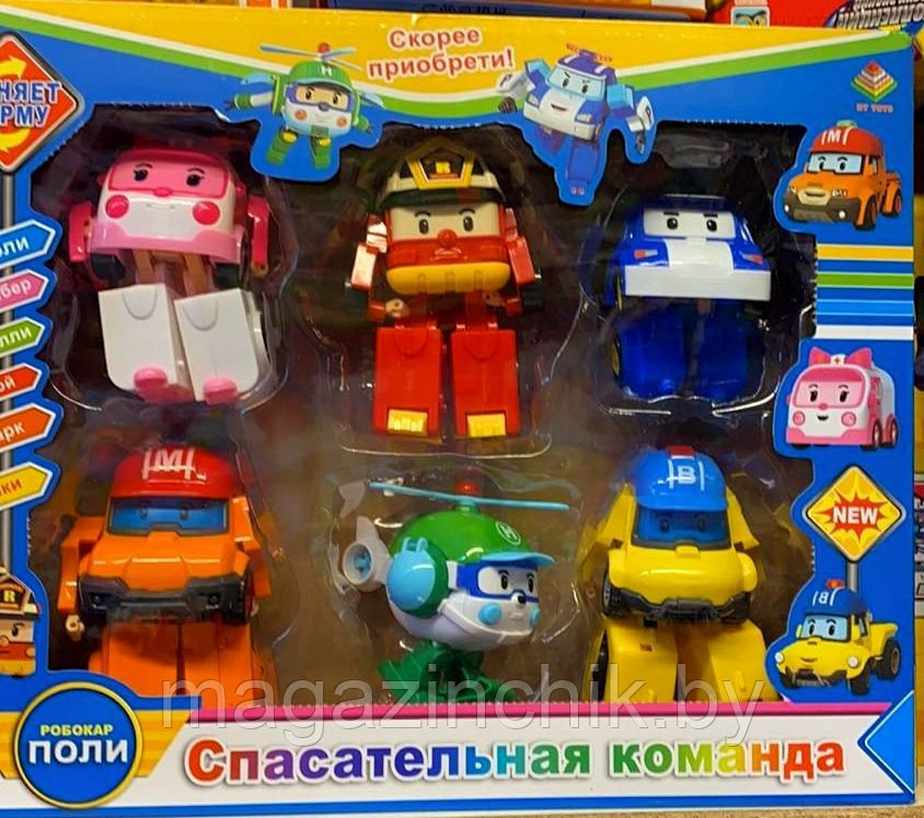 Игровой набор из 6 героев Робокар Поли DT-335B - фото 1 - id-p136967824