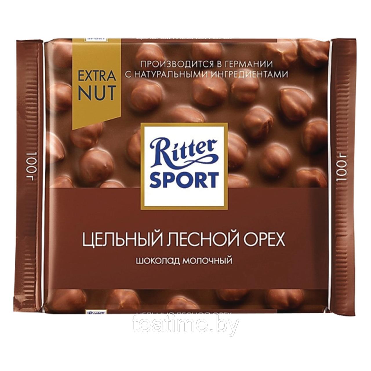 Шоколад RITTER SPORT с цельным лесным орехом 100 г молочный