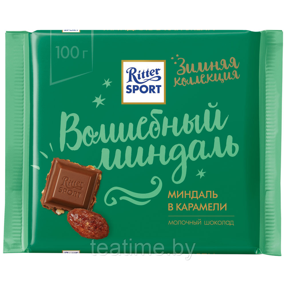 Шоколад RITTER SPORT Карамель-миндаль 100 г молочный